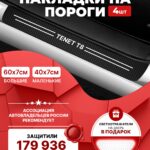 Карбоновые накладки наклейки на пороги для защиты авто Tenet t8 (Тенет Т8) 4шт