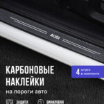 Карбоновые накладки наклейки на пороги для защиты авто Audi (Ауди)4 шт