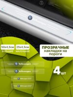 Силиконовые накладки на пороги прозрачные на Volkswagen Фольксваген 4 шт Polo Поло, Passat Пассат, Golf Гольф, Tiguan Тигуан, Jetta Джетта, Touareg Туарег, Bora Бора