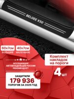 Карбоновые накладки наклейки на пороги для защиты авто Belgee x50 (Белджи икс50) 4шт